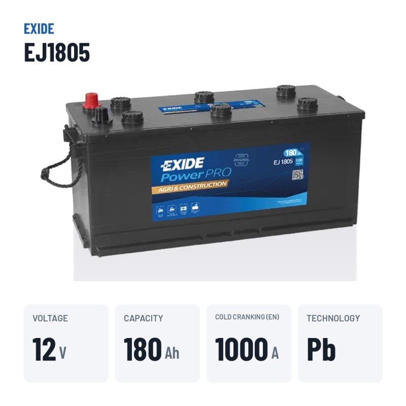 Batterie camion Exide EJ1805 12V 180Ah 1000A – caractéristiques clés