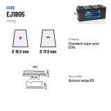Batterie camion Exide EJ1805 12V 180Ah 1000A – bornes et fixation