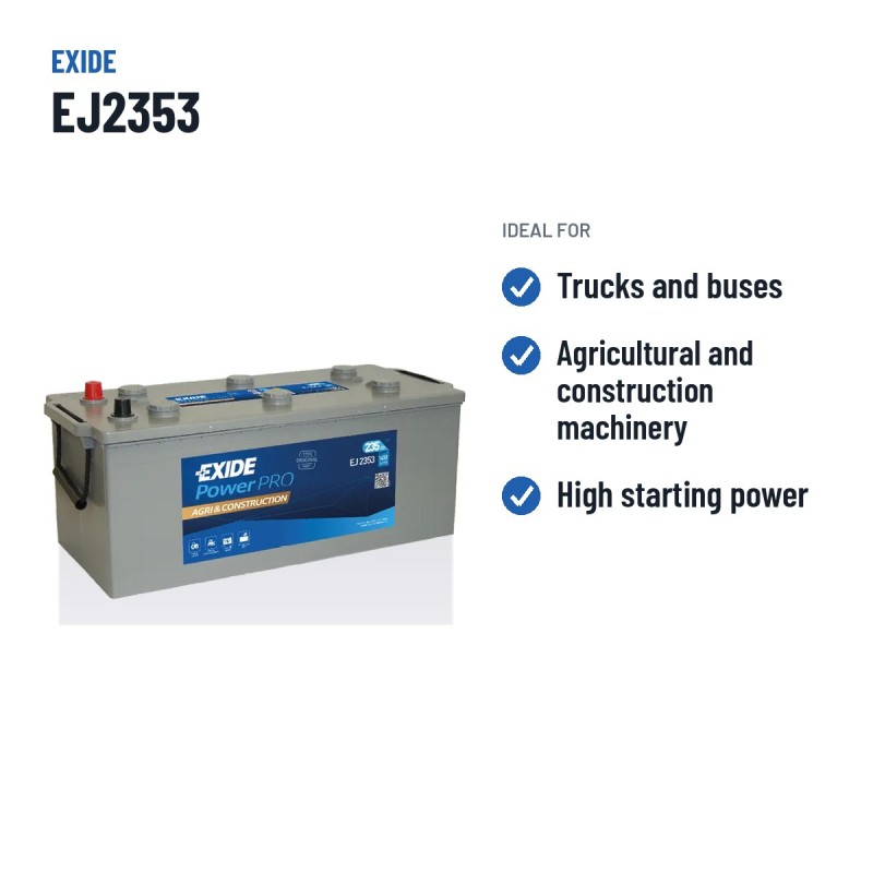 LKW-Batterie Exide EJ2353 12V 235Ah 1450A – empfohlene Einsatzbereiche