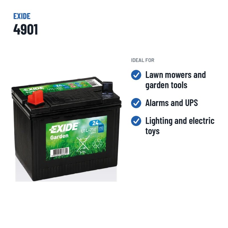Batterie de tondeuse Exide 4901 12V 24Ah 250A – utilisations recommandées