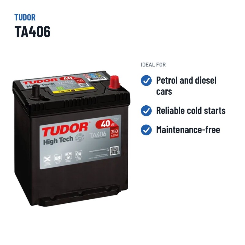 Batteria auto Tudor TA406 12V 40Ah 350A – usi consigliati