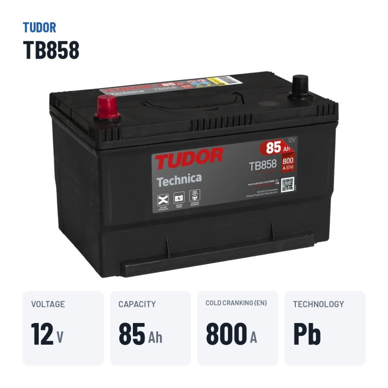 Car battery Tudor TB858 12V 85Ah 800A – key specs