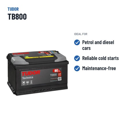 Batteria auto Tudor TB800 12V 80Ah 640A – usi consigliati