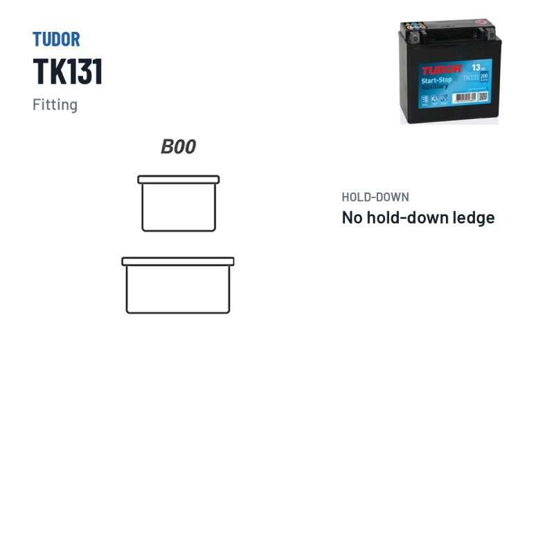 Batterie auxiliaire Tudor TK131 12V 13Ah 200A AGM – bornes et fixation