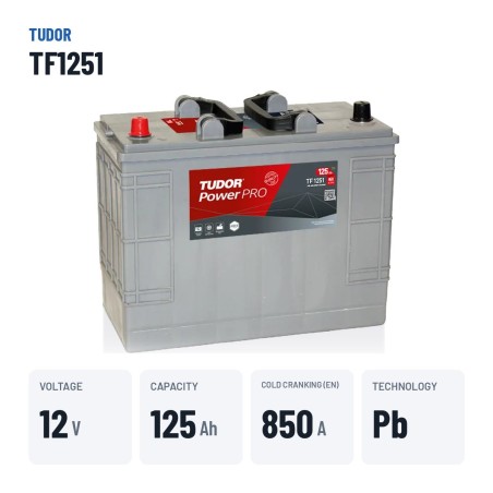 Truck battery Tudor TF1251 12V 125Ah 850A | baterias.com