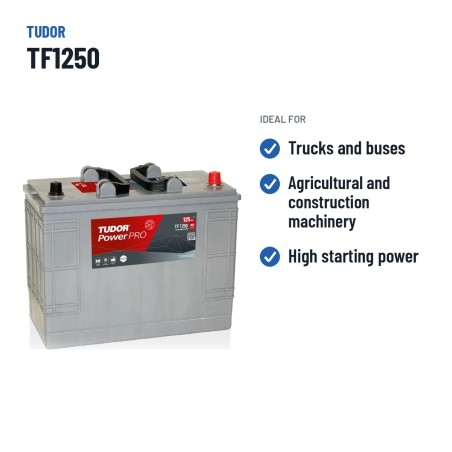Batteria camion Tudor TF1250 12V 125Ah 850A | baterias.com