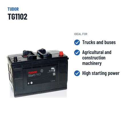 Truck battery Tudor TG1102 12V 110Ah 750A – recommended uses