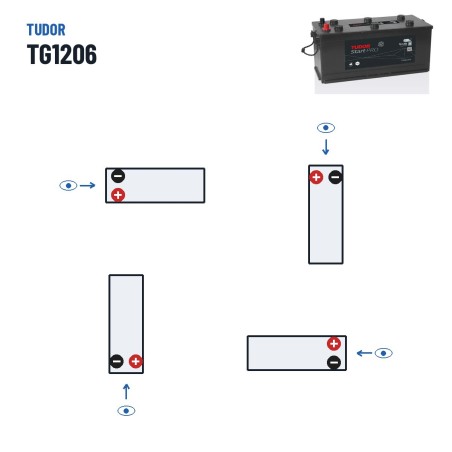 Truck battery Tudor TG1206 12V 120Ah 680A – polarity (layout 4)