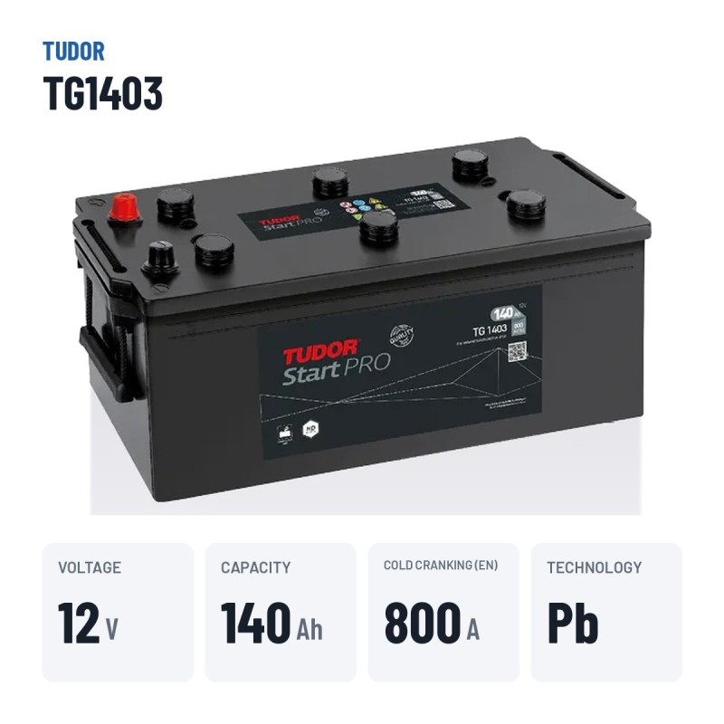 Truck battery Tudor TG1403 12V 140Ah 800A – key specs