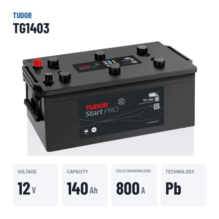 Batería de camión Tudor TG1403 12V 140Ah 800A – datos clave