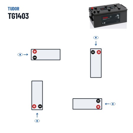 Truck battery Tudor TG1403 12V 140Ah 800A – polarity (layout 3)
