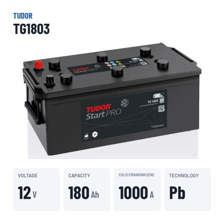 Truck battery Tudor TG1803 12V 180Ah 1000A | baterias.com