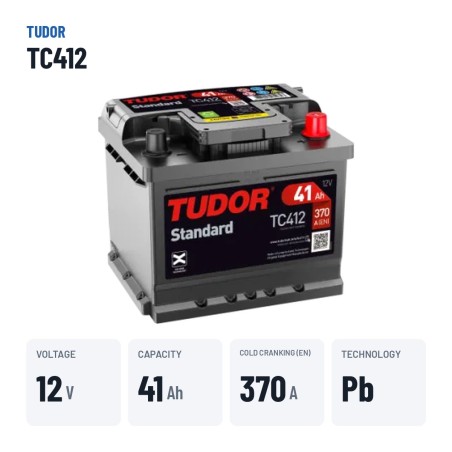 Bateria de carro Tudor TC412 12V 41Ah 370A – dados principais