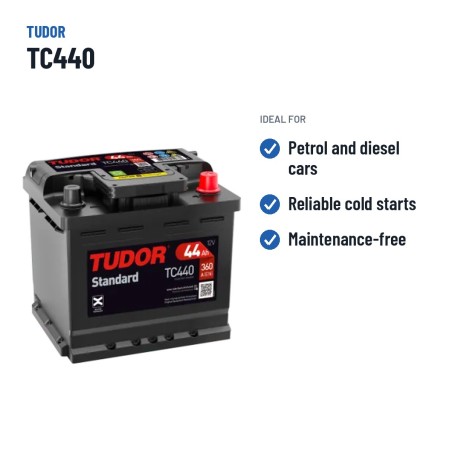Car battery Tudor TC440 12V 44Ah 360A – recommended uses