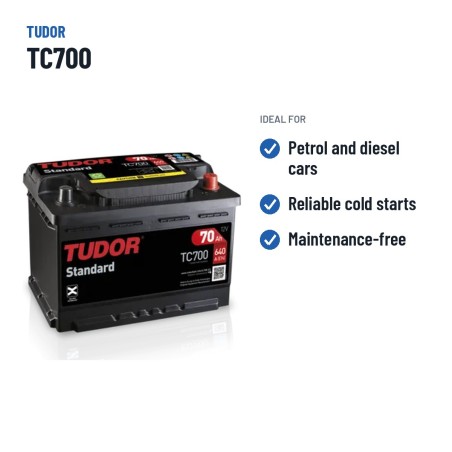 Batteria auto Tudor TC700 12V 70Ah 640A – usi consigliati