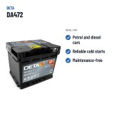 Car battery Deta DA472 12V 47Ah 450A – recommended uses
