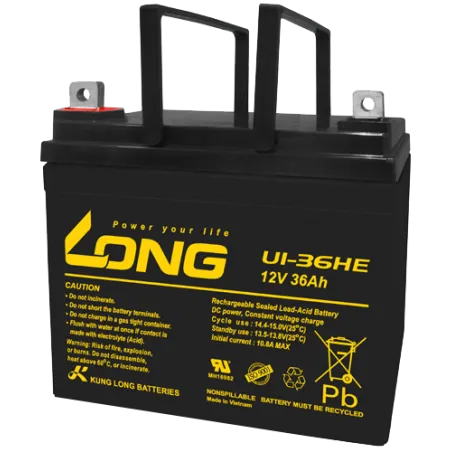Long U1-36HE. Batterie de véhicule de mobilité Long 36Ah 12V