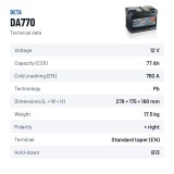 Batteria auto Deta DA770 12V 77Ah 760A | baterias.com