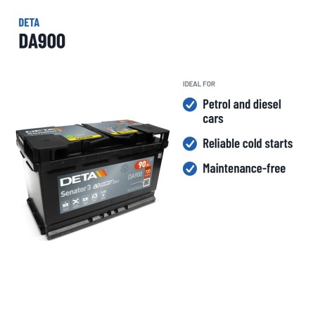 Batterie voiture Deta DA900 12V 90Ah 720A – utilisations recommandées