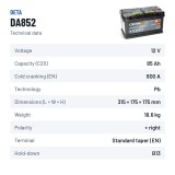 Autobatterie Deta DA852 12V 85Ah 800A – technische Daten