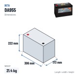 Car battery Deta DA955 12V 95Ah 800A | baterias.com