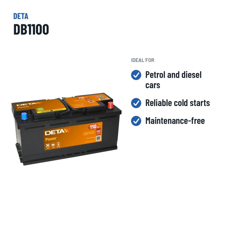 Batería de coche Deta DB1100 12V 110Ah 850A – usos recomendados