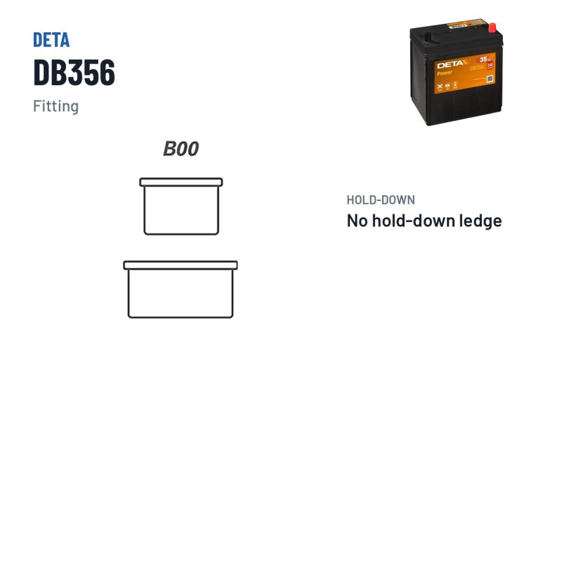 Batterie voiture Deta DB356 12V 35Ah 240A – bornes et fixation