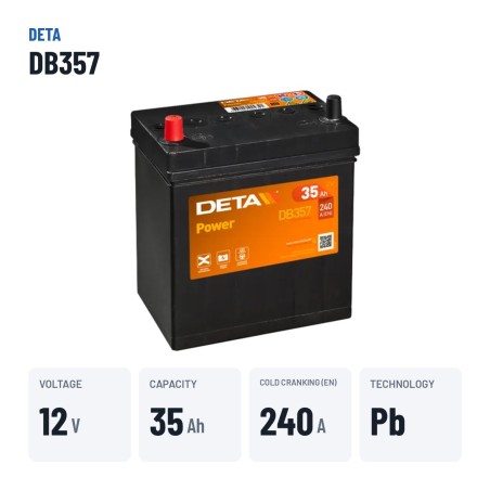 Autobatterie Deta DB357 12V 35Ah 240A – wichtigste Daten
