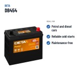 Batterie voiture Deta DB454 12V 45Ah 330A – utilisations recommandées