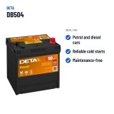 Autobatterie Deta DB504 12V 50Ah 360A – empfohlene Einsatzbereiche