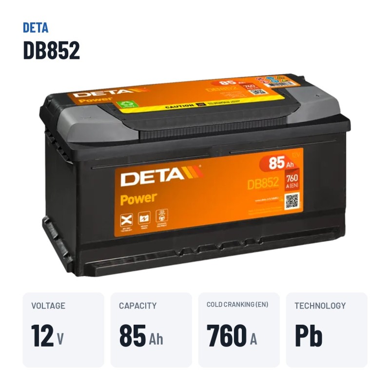 Bateria de carro Deta DB852 12V 85Ah 760A | baterias.com