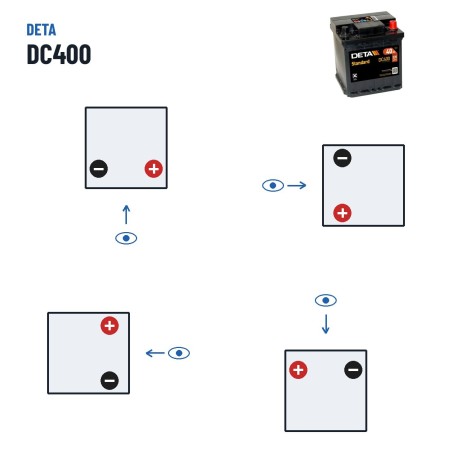 Batería de coche Deta DC400 12V 40Ah 320A – polaridad (esquema 0, + derecha)