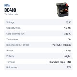 Autobatterie Deta DC400 12V 40Ah 320A – technische Daten