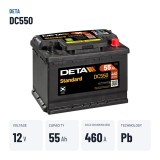 Batterie voiture Deta DC550 12V 55Ah 460A – caractéristiques clés
