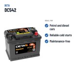Car battery Deta DC542 12V 54Ah 500A – recommended uses