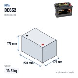 Batteria auto Deta DC652 12V 65Ah 540A – dimensioni 278 × 175 × 175 mm