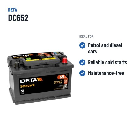 Batteria auto Deta DC652 12V 65Ah 540A – usi consigliati
