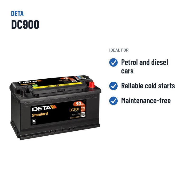Batteria auto Deta DC900 12V 90Ah 720A | baterias.com