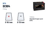 Car battery Deta DC904 12V 90Ah 680A – terminal and hold-down