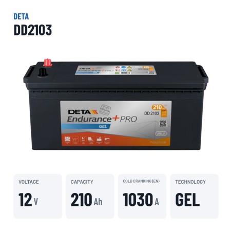 Batterie camion Deta DD2103 12V 210Ah 1030A GEL – caractéristiques clés