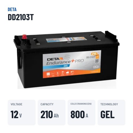Batteria camion Deta DD2103T 12V 210Ah 800A GEL – dati principali