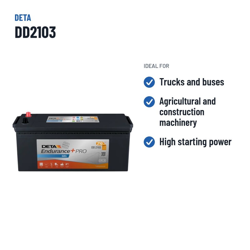 Batteria camion Deta DD2103 12V 210Ah 1030A GEL – usi consigliati