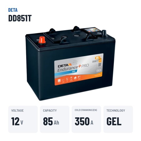 Batería de camión Deta DD851T 12V 85Ah 350A GEL – datos clave