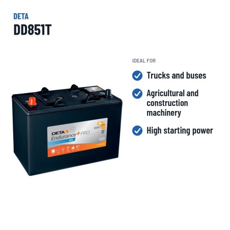 LKW-Batterie Deta DD851T 12V 85Ah 350A GEL – empfohlene Einsatzbereiche