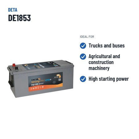 Batteria camion Deta DE1853 12V 185Ah 1100A EFB – usi consigliati