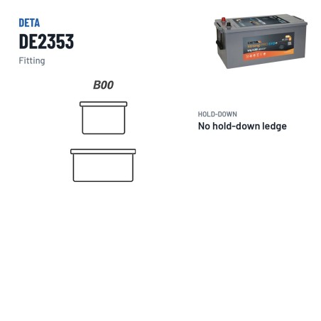 Bateria de camião Deta DE2353 12V 235Ah 1200A EFB – terminal e fixação