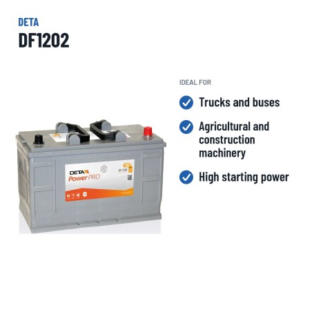 Batteria camion Deta DF1202 12V 120Ah 870A – usi consigliati