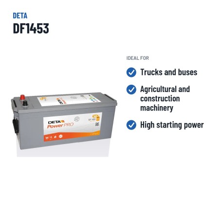 Batteria camion Deta DF1453 12V 145Ah 900A – usi consigliati