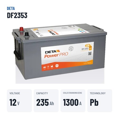 Batterie camion Deta DF2353 12V 235Ah 1300A | baterias.com