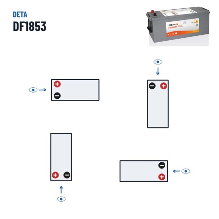 Batteria camion Deta DF1853 12V 185Ah 1150A | baterias.com